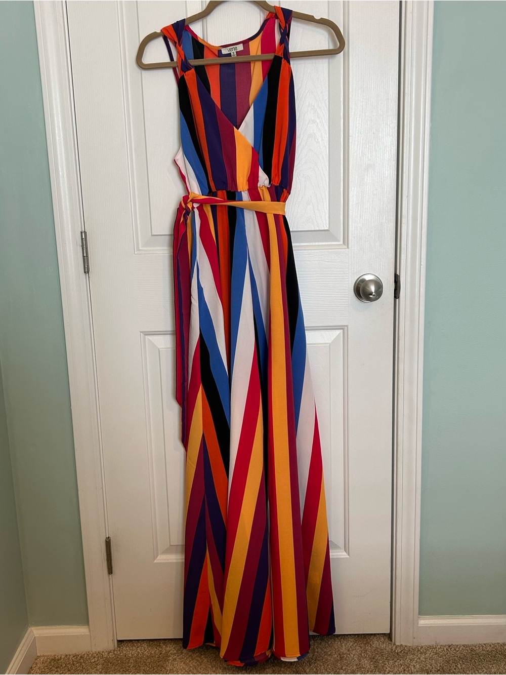 Sleeveless Multi-Stripe Maxi Dress - Vibrant Colorblock